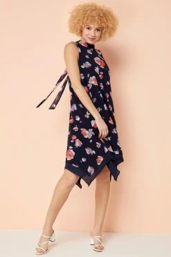 Roman Pink High Neck Floral Print Swing Dress -Roman Sales Shop unnamed file 3348