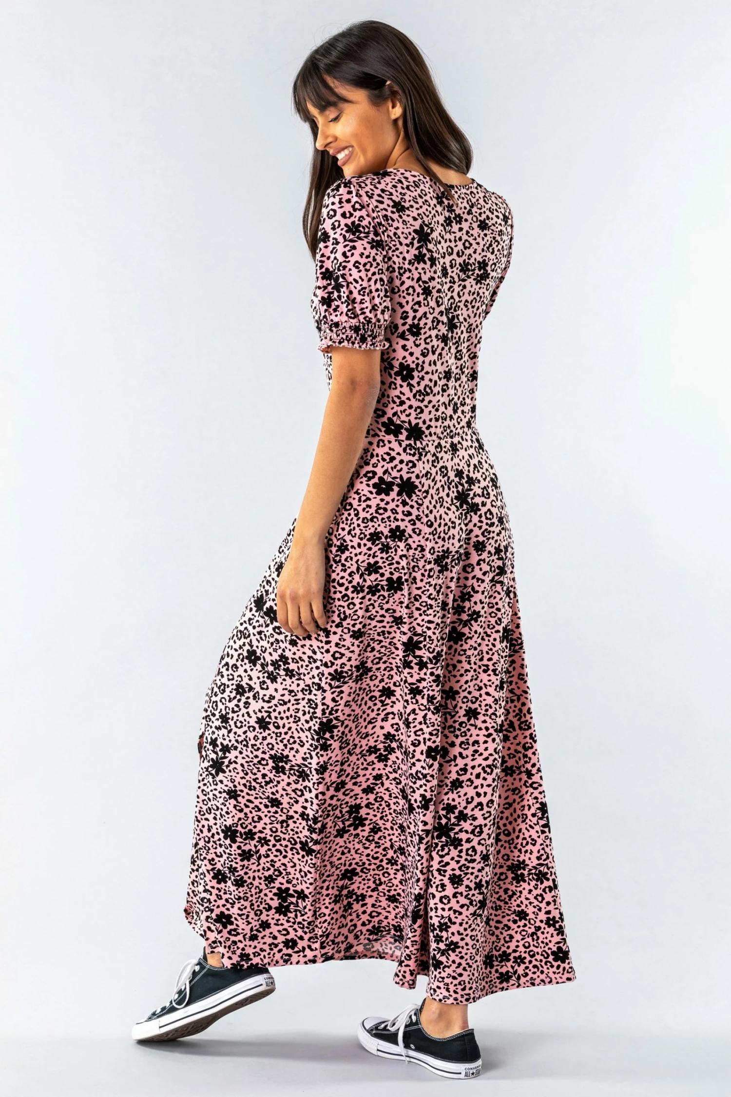 Roman Pink Animal Floral Print Maxi Tea Dress 4 Roman Pink Animal Floral Print Maxi Tea Dress - Image 2