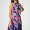 Roman Blue High Neck Floral Print Pleated Swing Dress 1 Roman Blue High Neck Floral Print Pleated Swing Dress -Roman Sales Shop unnamed file 3354
