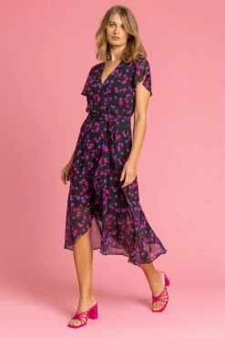 Roman Black Floral Frill Detail Wrap Dress 9 Roman Black Floral Frill Detail Wrap Dress -Roman Sales Shop unnamed file 337