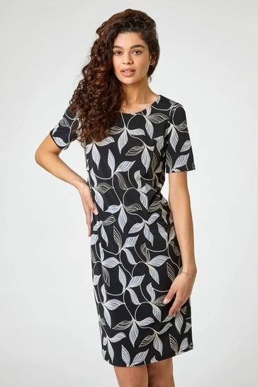 Roman Grey Floral Puff Print Shift Dress 7 Roman Grey Floral Puff Print Shift Dress - Image 5