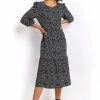 Roman Black Tiered Spot Print Midi Dress