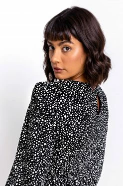 Roman Black Tiered Spot Print Midi Dress 10 Roman Black Tiered Spot Print Midi Dress -Roman Sales Shop unnamed file 3383