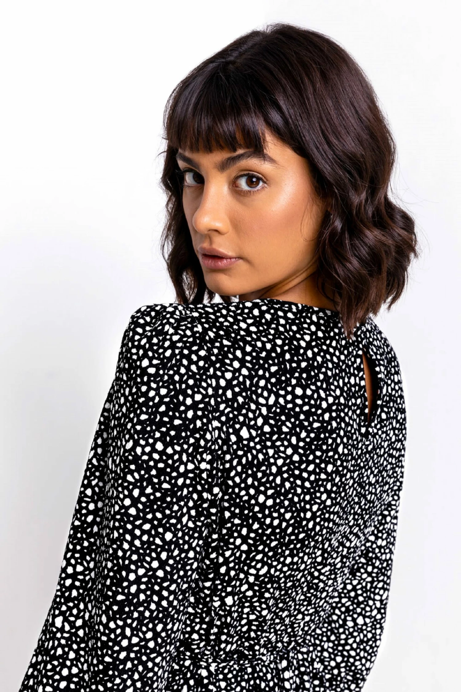 Roman Black Tiered Spot Print Midi Dress 6 Roman Black Tiered Spot Print Midi Dress - Image 4