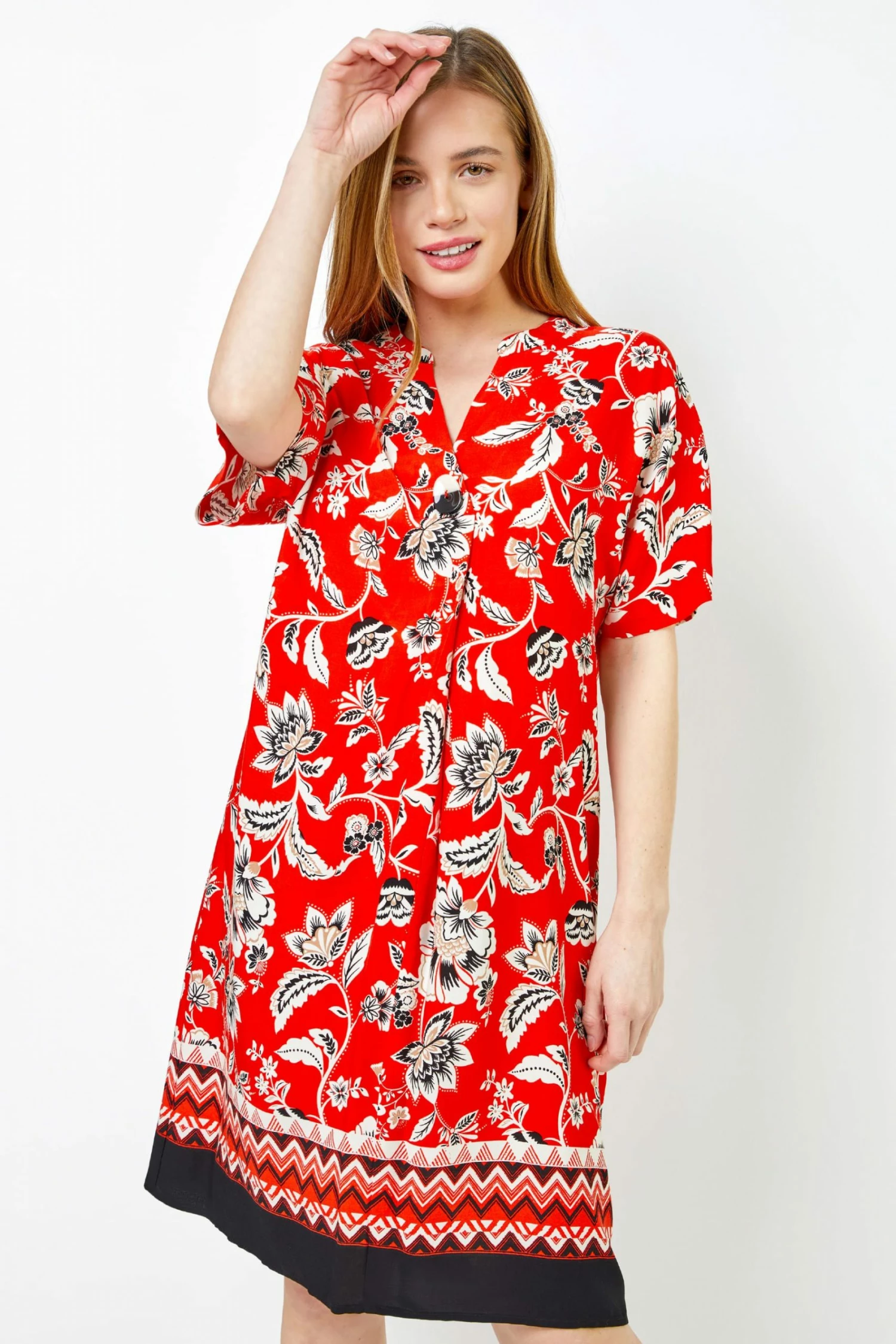 Roman Red Petite Contrast Floral Print Shirt Dress 3 Roman Red Petite Contrast Floral Print Shirt Dress