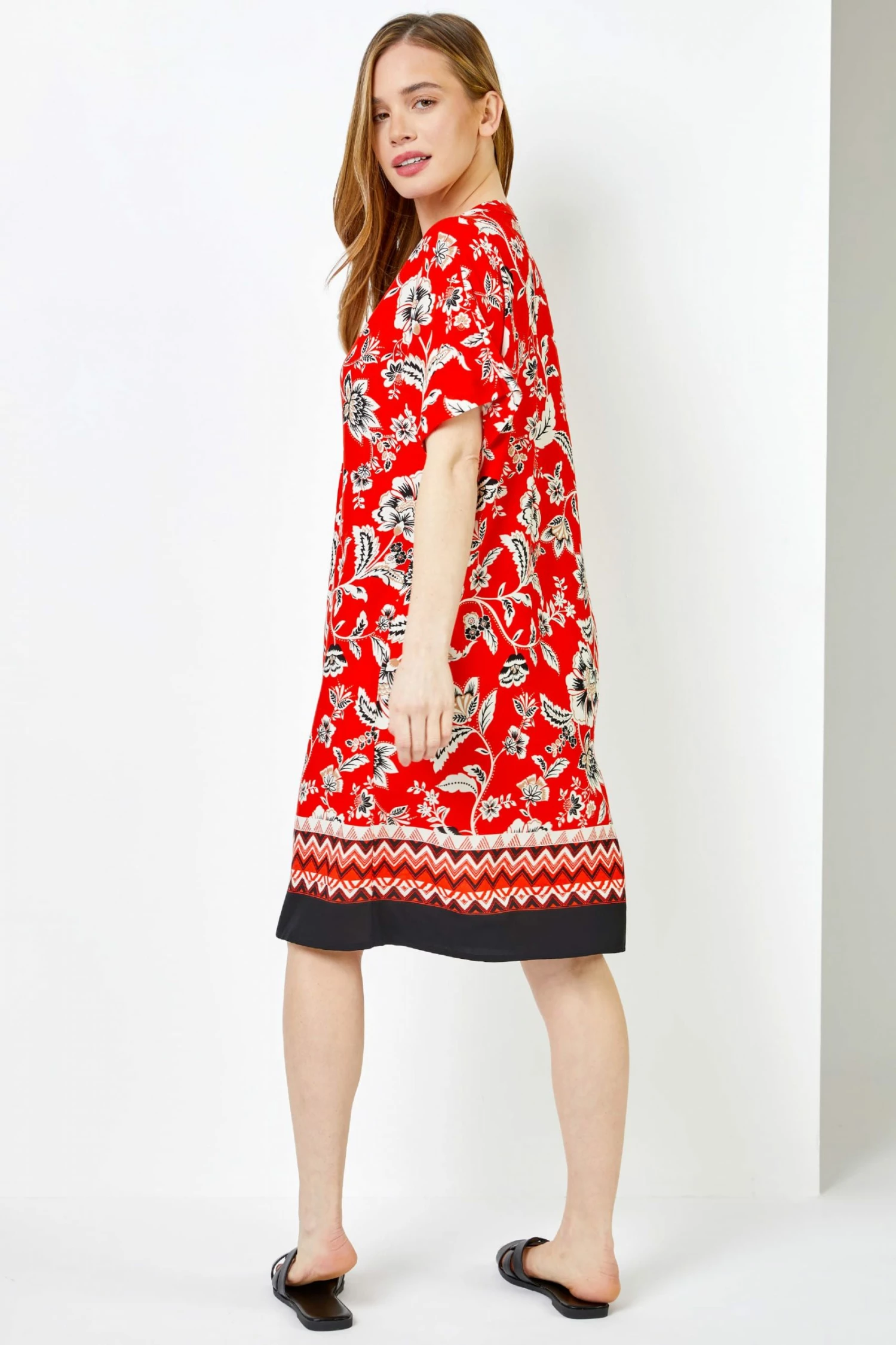 Roman Red Petite Contrast Floral Print Shirt Dress 5 Roman Red Petite Contrast Floral Print Shirt Dress - Image 3