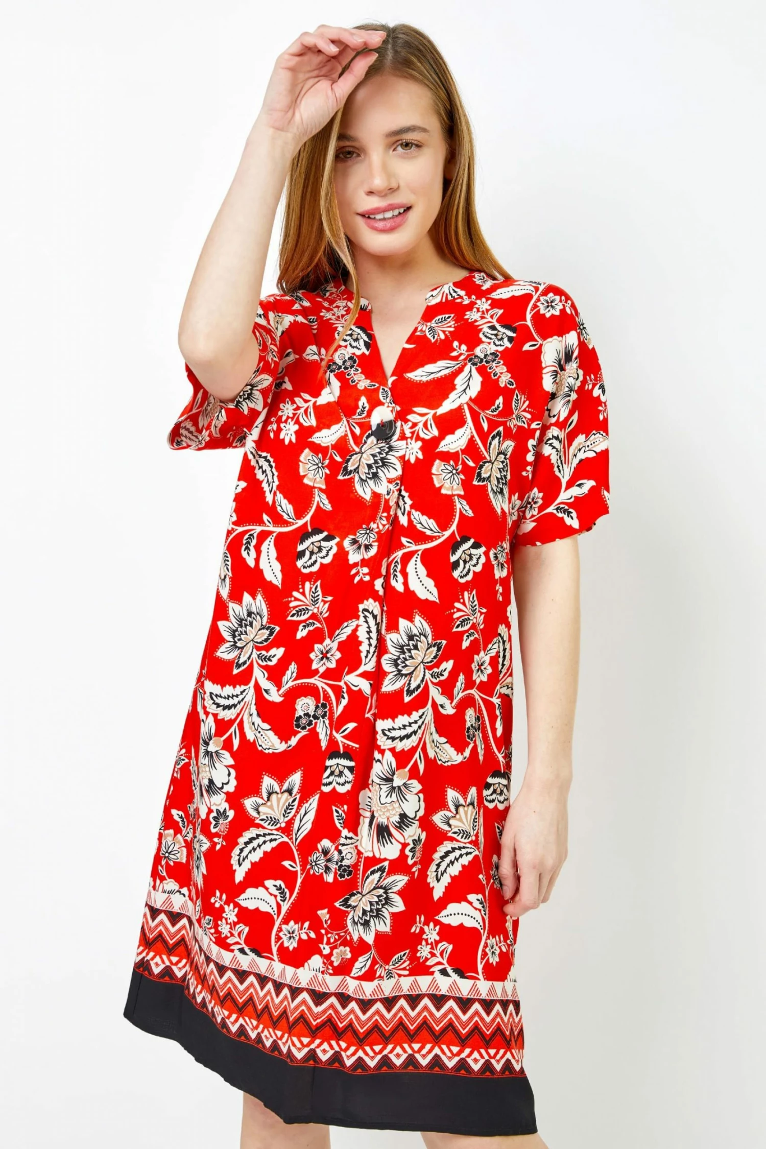 Roman Red Petite Contrast Floral Print Shirt Dress 7 Roman Red Petite Contrast Floral Print Shirt Dress - Image 5