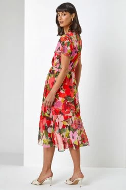 Roman Red Multi Floral Print Wrap Midi Dress 8 Roman Red Multi Floral Print Wrap Midi Dress -Roman Sales Shop unnamed file 3403