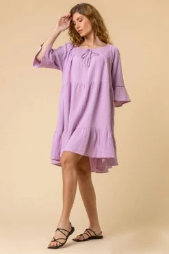 Roman Purple Tiered Cotton Tie Detail Smock Dress 9 Roman Purple Tiered Cotton Tie Detail Smock Dress -Roman Sales Shop unnamed file 3409