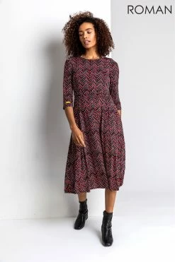 Roman Red Zig Zag Print Midi Dress 9 Roman Red Zig Zag Print Midi Dress -Roman Sales Shop unnamed file 3414