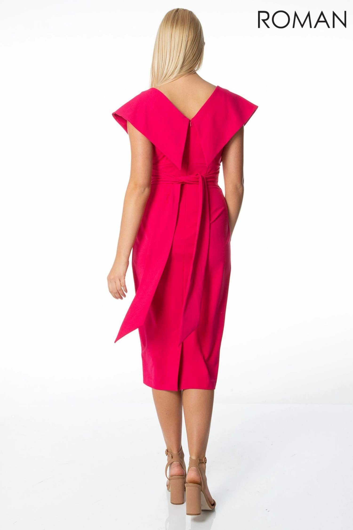 Roman Pink Cross Front Midi Dress 5 Roman Pink Cross Front Midi Dress - Image 3