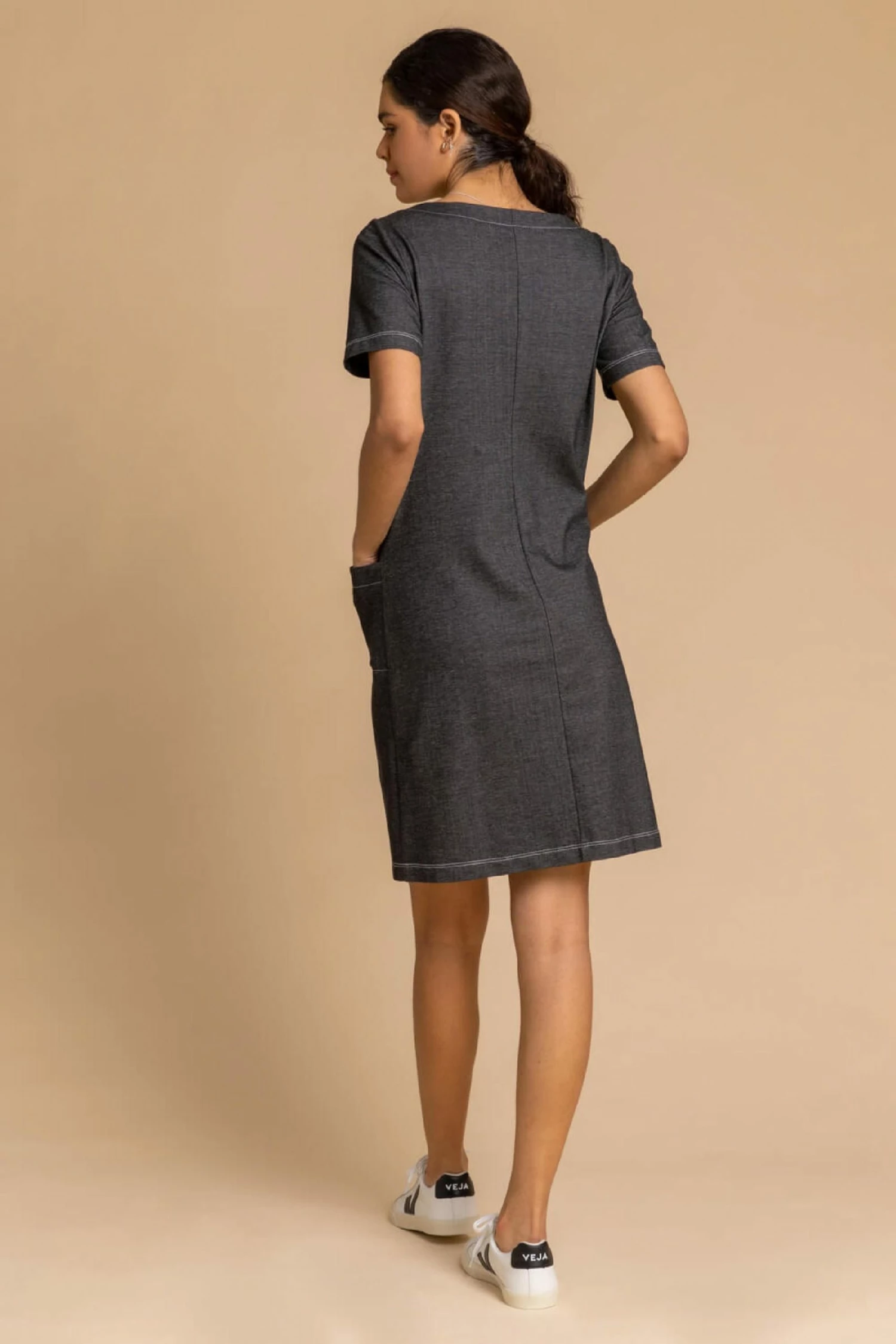 Roman Grey Stretch Denim Pocket Dress 4 Roman Grey Stretch Denim Pocket Dress - Image 2