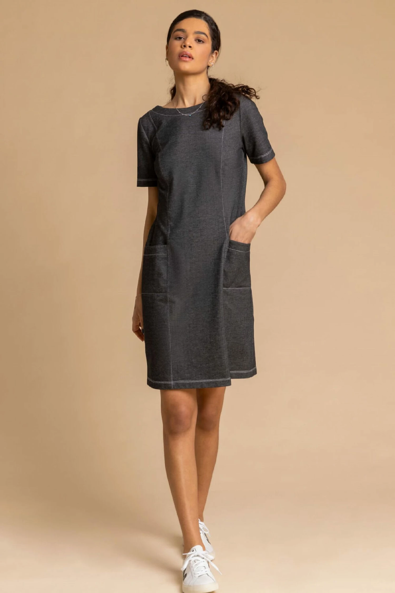 Roman Grey Stretch Denim Pocket Dress 5 Roman Grey Stretch Denim Pocket Dress - Image 3