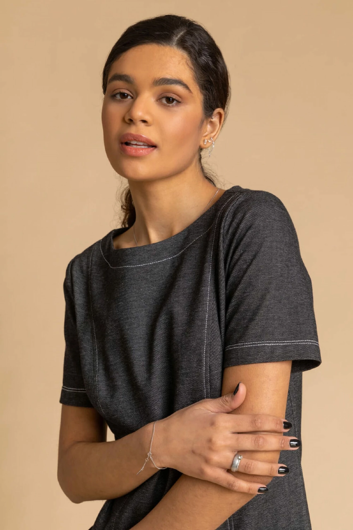 Roman Grey Stretch Denim Pocket Dress 6 Roman Grey Stretch Denim Pocket Dress - Image 4