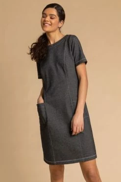 Roman Grey Stretch Denim Pocket Dress 11 Roman Grey Stretch Denim Pocket Dress -Roman Sales Shop unnamed file 3434