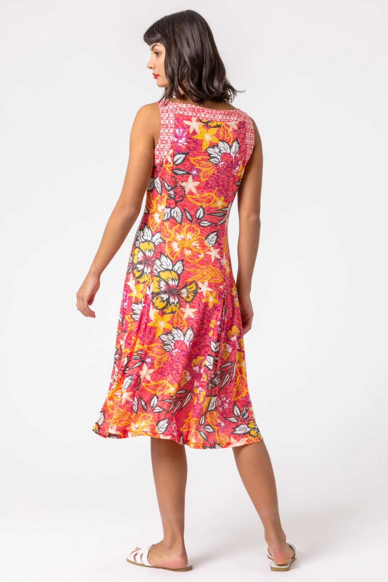 Roman Pink Floral Print Fit And Flare Dress 4 Roman Pink Floral Print Fit And Flare Dress - Image 2