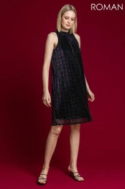 Roman Multi Shimmer Cutaway High Neck Dress 9 Roman Multi Shimmer Cutaway High Neck Dress -Roman Sales Shop unnamed file 3458