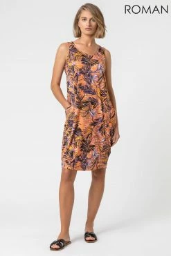 Roman Orange Tropical Palm Print Slouch Pocket Dress 9 Roman Orange Tropical Palm Print Slouch Pocket Dress -Roman Sales Shop unnamed file 3469