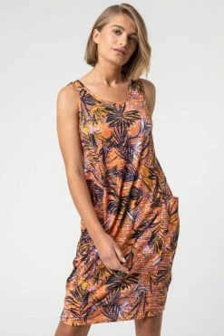 Roman Orange Tropical Palm Print Slouch Pocket Dress 11 Roman Orange Tropical Palm Print Slouch Pocket Dress -Roman Sales Shop unnamed file 3471