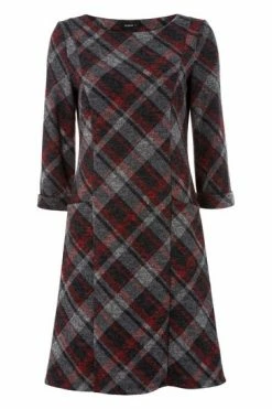 Roman Red Check Print 3/4 Sleeve Shift Dress 11 Roman Red Check Print 3/4 Sleeve Shift Dress -Roman Sales Shop unnamed file 3476