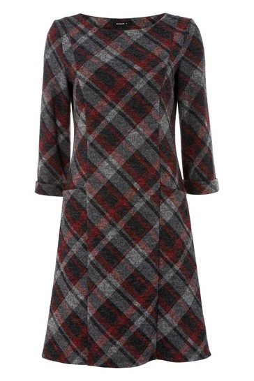 Roman Red Check Print 3/4 Sleeve Shift Dress 7 Roman Red Check Print 3/4 Sleeve Shift Dress - Image 5