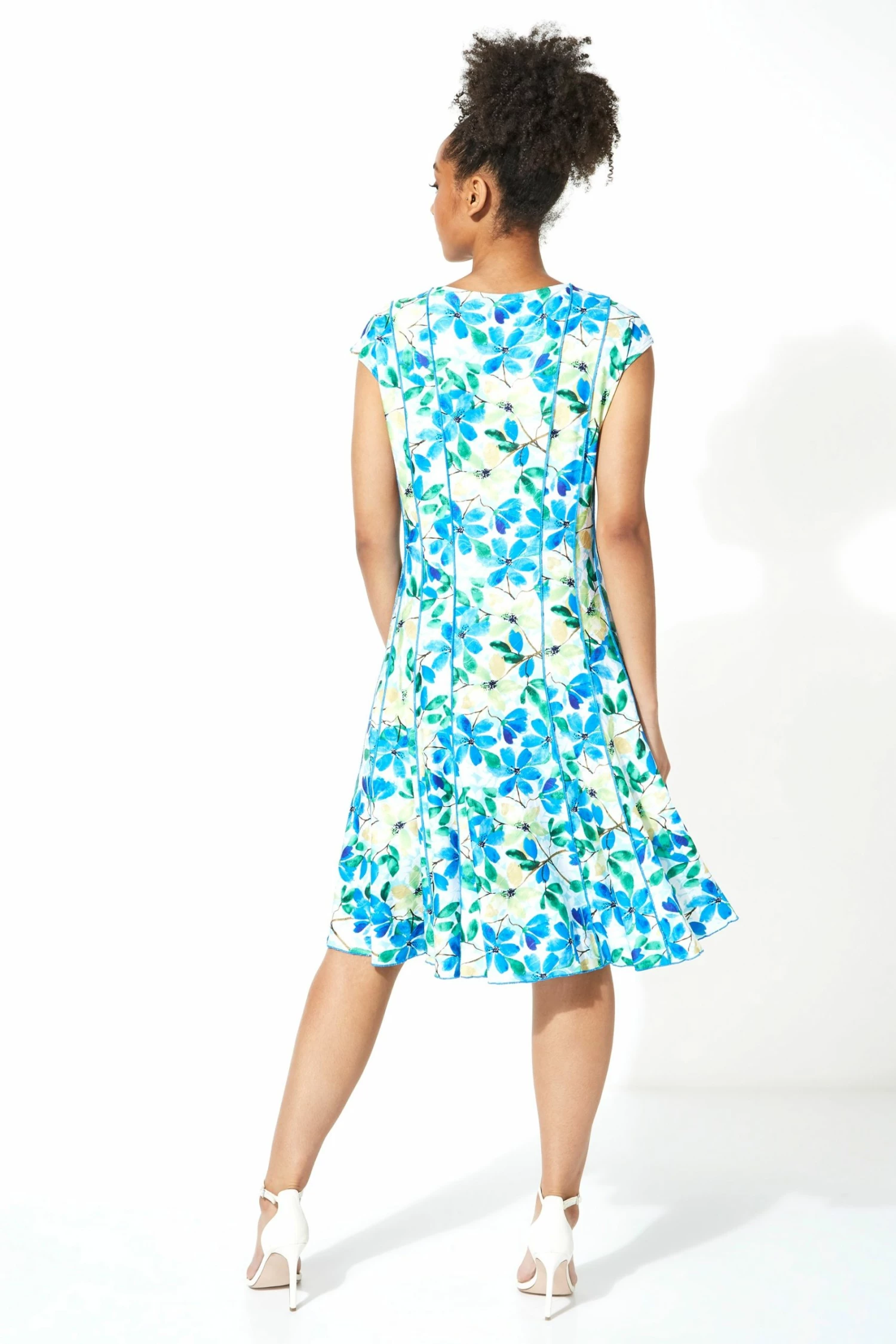 Roman Blue Floral Garden Print Panel Dress 4 Roman Blue Floral Garden Print Panel Dress - Image 2