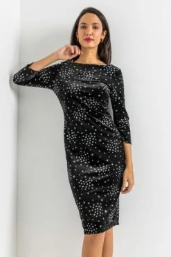 Roman Black Glitter Star Print Velvet Dress 11 Roman Black Glitter Star Print Velvet Dress -Roman Sales Shop unnamed file 3496