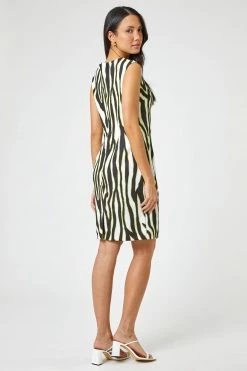 Roman Green Animal Print Stretch Shift Dress 8 Roman Green Animal Print Stretch Shift Dress -Roman Sales Shop unnamed file 3498
