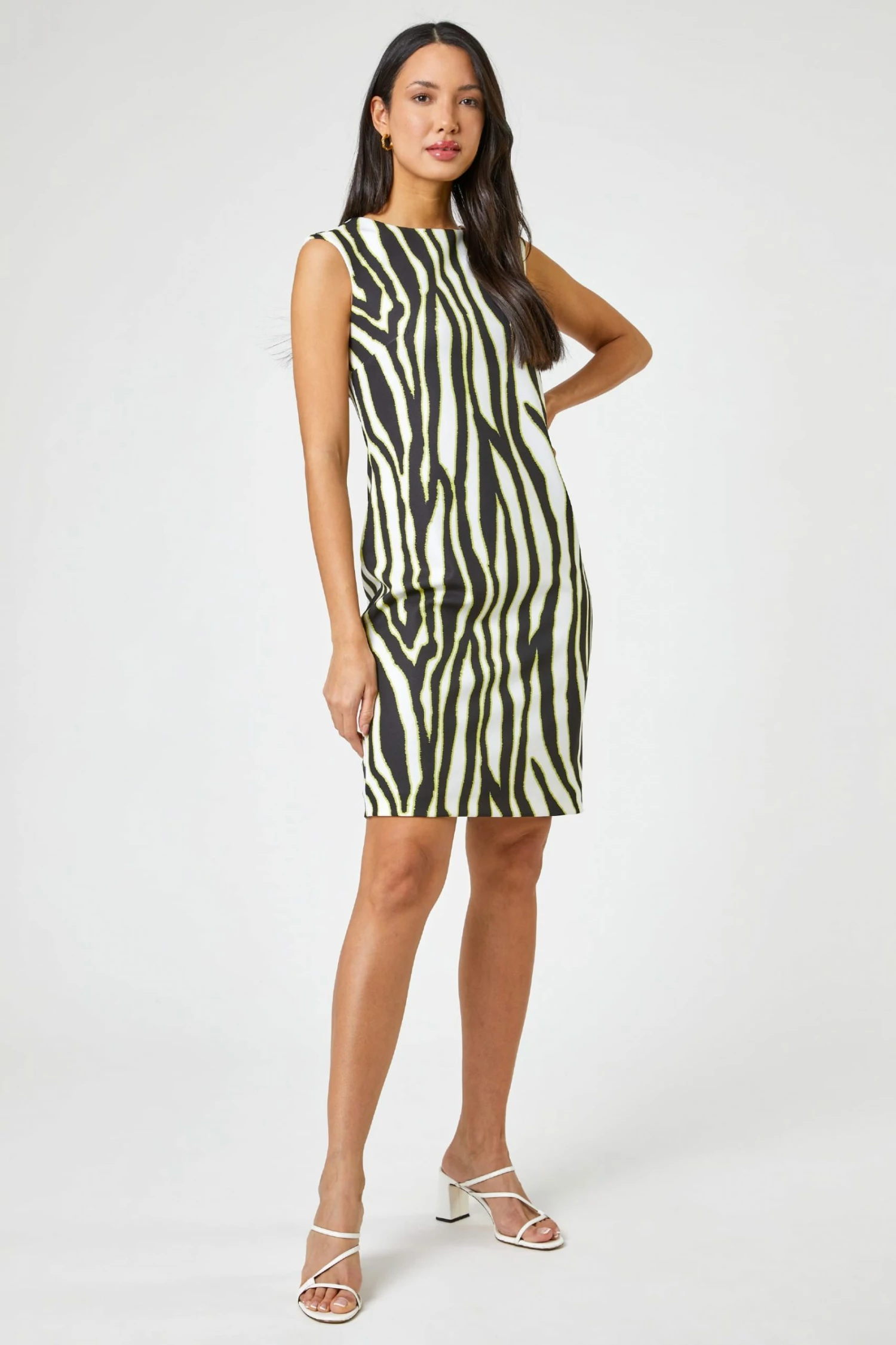Roman Green Animal Print Stretch Shift Dress 5 Roman Green Animal Print Stretch Shift Dress - Image 3