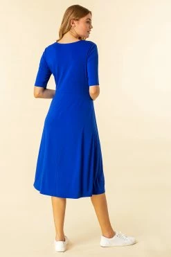 Roman Blue Ruched Waist Midi Dress 8 Roman Blue Ruched Waist Midi Dress -Roman Sales Shop unnamed file 3503