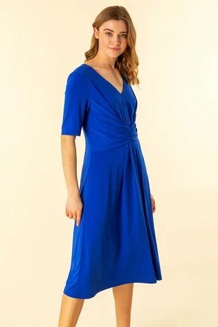 Roman Blue Ruched Waist Midi Dress 7 Roman Blue Ruched Waist Midi Dress - Image 5