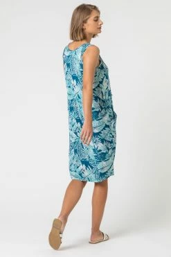 Roman Blue Leaf Print Slouch Pocket Dress 8 Roman Blue Leaf Print Slouch Pocket Dress -Roman Sales Shop unnamed file 3508