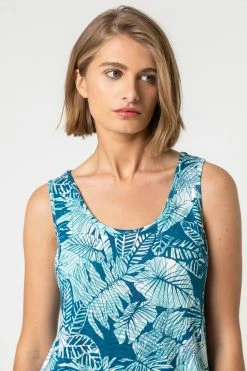 Roman Blue Leaf Print Slouch Pocket Dress 9 Roman Blue Leaf Print Slouch Pocket Dress -Roman Sales Shop unnamed file 3509