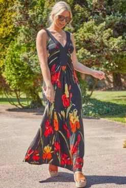 Roman Black Floral Contrast Band Maxi Dress 11 Roman Black Floral Contrast Band Maxi Dress -Roman Sales Shop unnamed file 351
