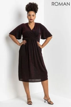 Roman Red Curve Shimmer Wrap Midi Dress 9 Roman Red Curve Shimmer Wrap Midi Dress -Roman Sales Shop unnamed file 3514