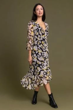 Roman Yellow Floral Frill Detail Midi Dress 13 Roman Yellow Floral Frill Detail Midi Dress -Roman Sales Shop unnamed file 3532