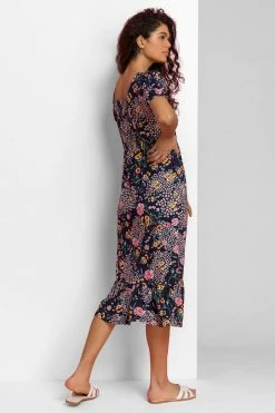 Roman Blue Floral Print Frill Hem Midi Dress 8 Roman Blue Floral Print Frill Hem Midi Dress -Roman Sales Shop unnamed file 3534
