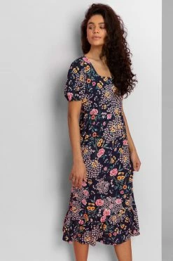 Roman Blue Floral Print Frill Hem Midi Dress 9 Roman Blue Floral Print Frill Hem Midi Dress -Roman Sales Shop unnamed file 3535