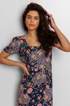 Roman Blue Floral Print Frill Hem Midi Dress 10 Roman Blue Floral Print Frill Hem Midi Dress -Roman Sales Shop unnamed file 3536