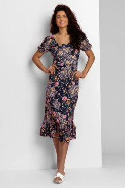 Roman Blue Floral Print Frill Hem Midi Dress 11 Roman Blue Floral Print Frill Hem Midi Dress -Roman Sales Shop unnamed file 3537