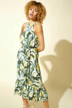 Roman Multi Tropical Print Halter Neck Dress -Roman Sales Shop unnamed file 3547