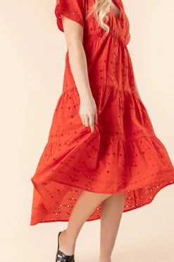 Roman Red Broderie Tiered Smock Dress -Roman Sales Shop unnamed file 355