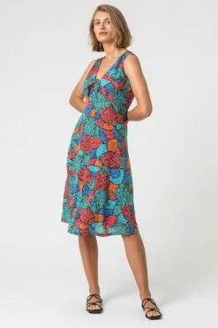 Roman Yellow Lemon Burnout Print Knotted Dress -Roman Sales Shop unnamed file 3568