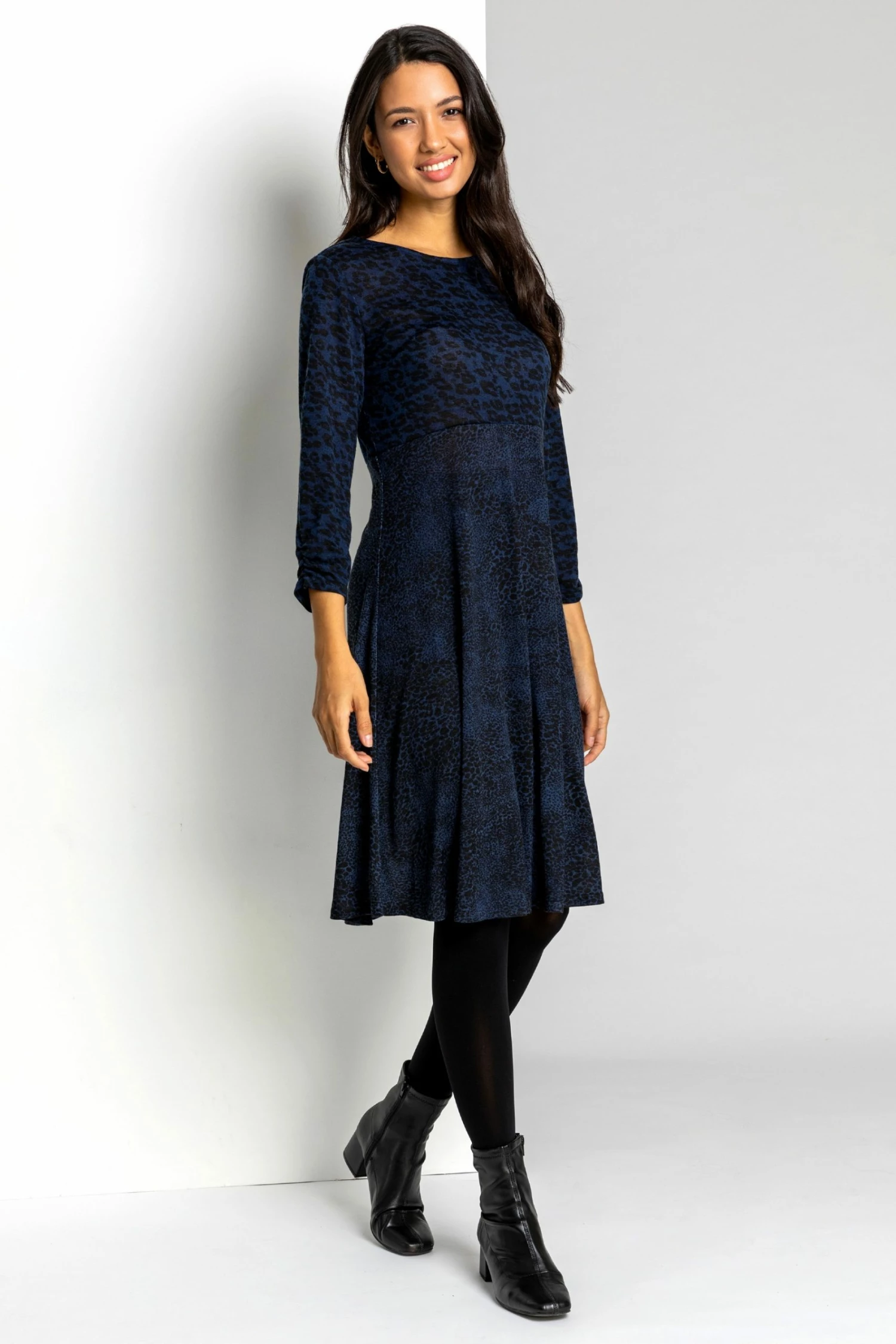 Roman Blue Contrast Animal Fit & Flare Dress 4 Roman Blue Contrast Animal Fit & Flare Dress - Image 2