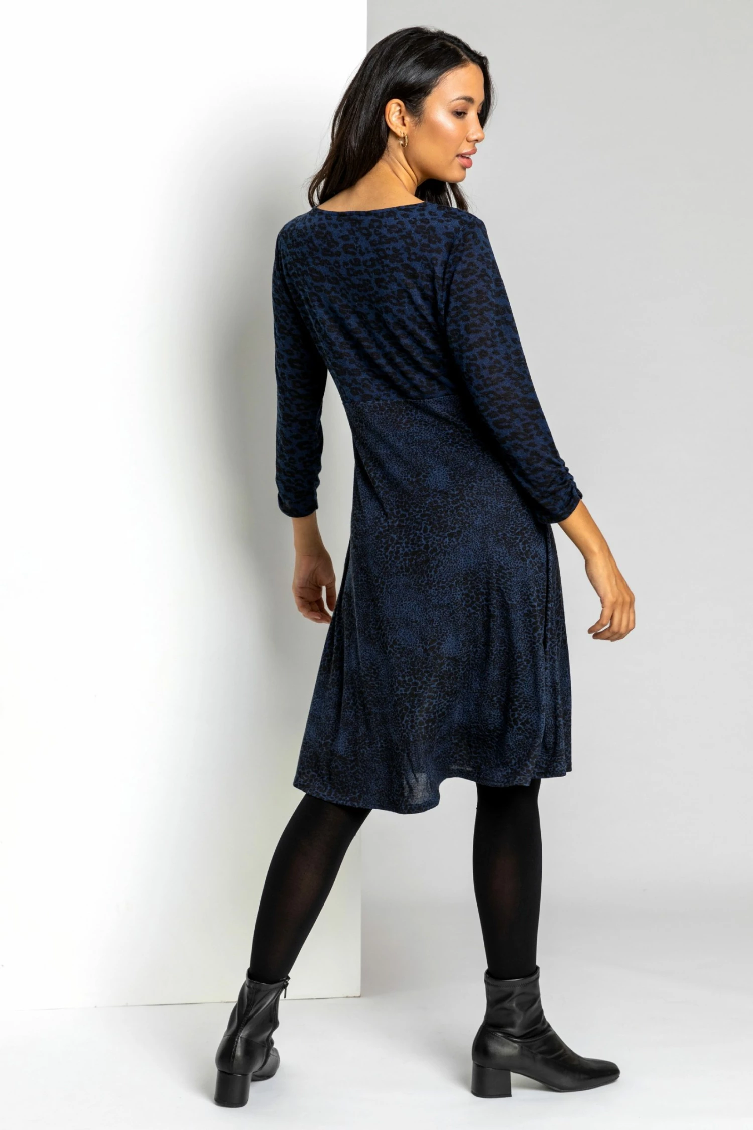 Roman Blue Contrast Animal Fit & Flare Dress 5 Roman Blue Contrast Animal Fit & Flare Dress - Image 3