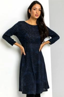 Roman Blue Contrast Animal Fit & Flare Dress 11 Roman Blue Contrast Animal Fit & Flare Dress -Roman Sales Shop unnamed file 3578
