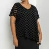 Roman Black Curve Flock Spot Overlay Dress
