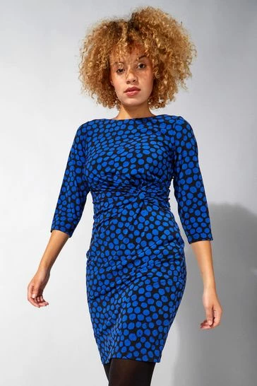 Roman Blue Spot Twist Waist Dress 7 Roman Blue Spot Twist Waist Dress - Image 5