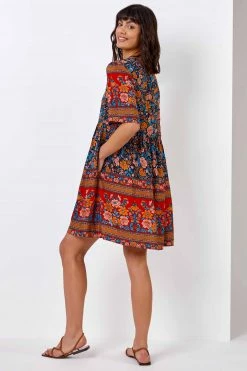 Roman Blue Floral Tie Detail Tiered Dress 10 Roman Blue Floral Tie Detail Tiered Dress -Roman Sales Shop unnamed file 3607