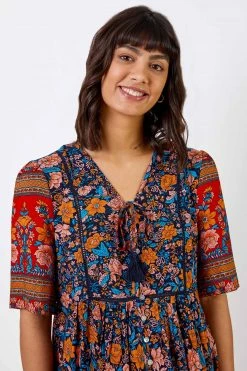 Roman Blue Floral Tie Detail Tiered Dress 11 Roman Blue Floral Tie Detail Tiered Dress -Roman Sales Shop unnamed file 3608